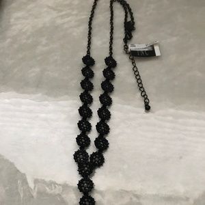 INC International Concept dark blue crystal round necklace.